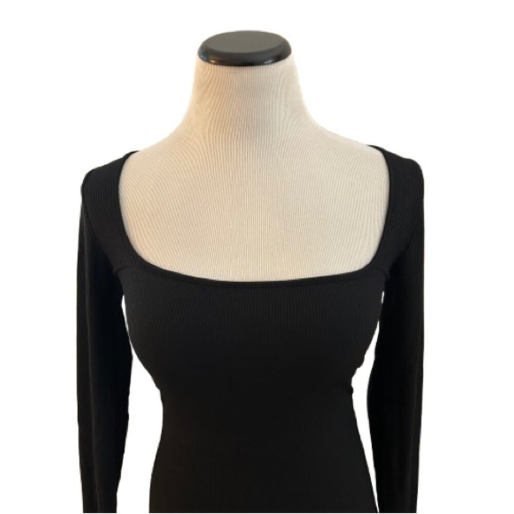 NWT SKIMS Black Soft Lounge Long-Sleeve Square Neck Bodycon Maxi Dress. Size M. - Picture 6 of 9